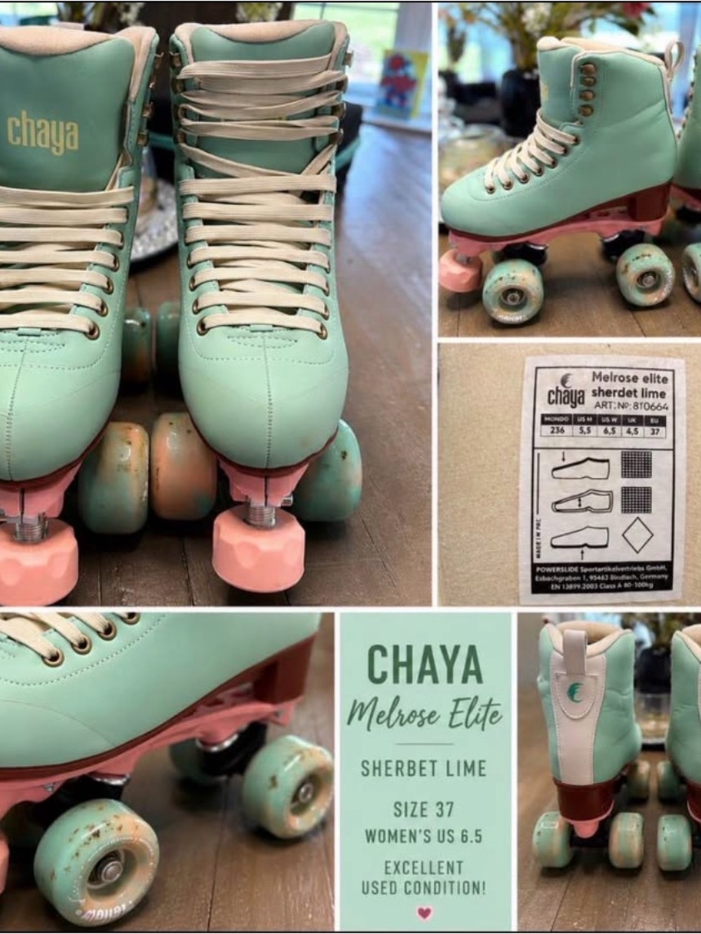 Chaya Melrose Elite Kids Roller Skates - Sherbet Lime & Soft Pink
